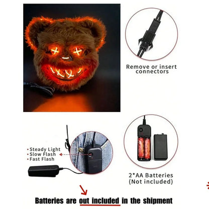 Máscara LED de conejo u oso para Halloween